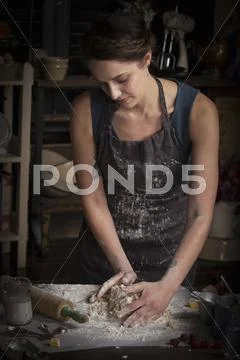 Woman Making Biscuit Dough