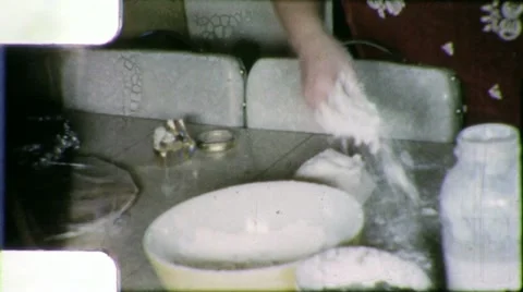 Woman MAKING BREAD BISCUIT Kitchen 1955 Vintage Old Film Home Movie Footage 5937 Stock Footage 12608799