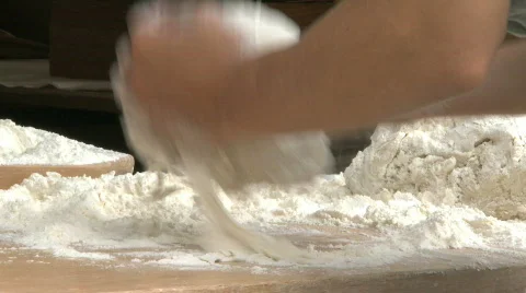 Woman making bread on the medieval week in Visby Sweden Stock Footage 803908