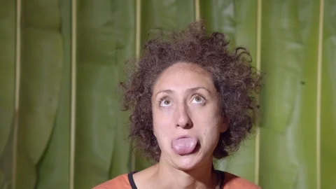 Woman making different funny face gestures in ecuador Stock Footage 113214510