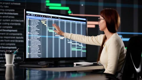 Woman Manages Software Project Using Computer Stock Footage 310805659