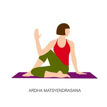 Woman in Matsyendrasana or back twisting pose. Stock Illustration
