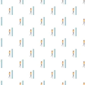 Woman measuring height growth pattern seamless background Stock Illustration