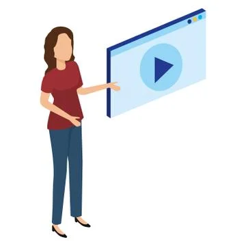 Woman with media player interface Stock Illustration