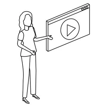 Woman with media player interface Stock Illustration