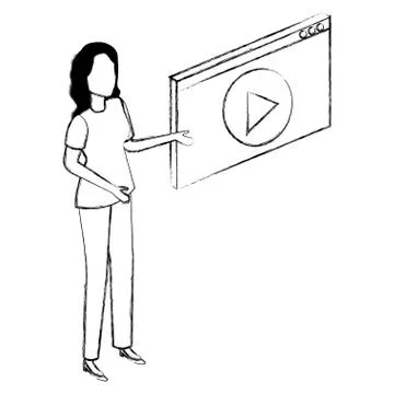 Woman with media player interface Illustrazione stock