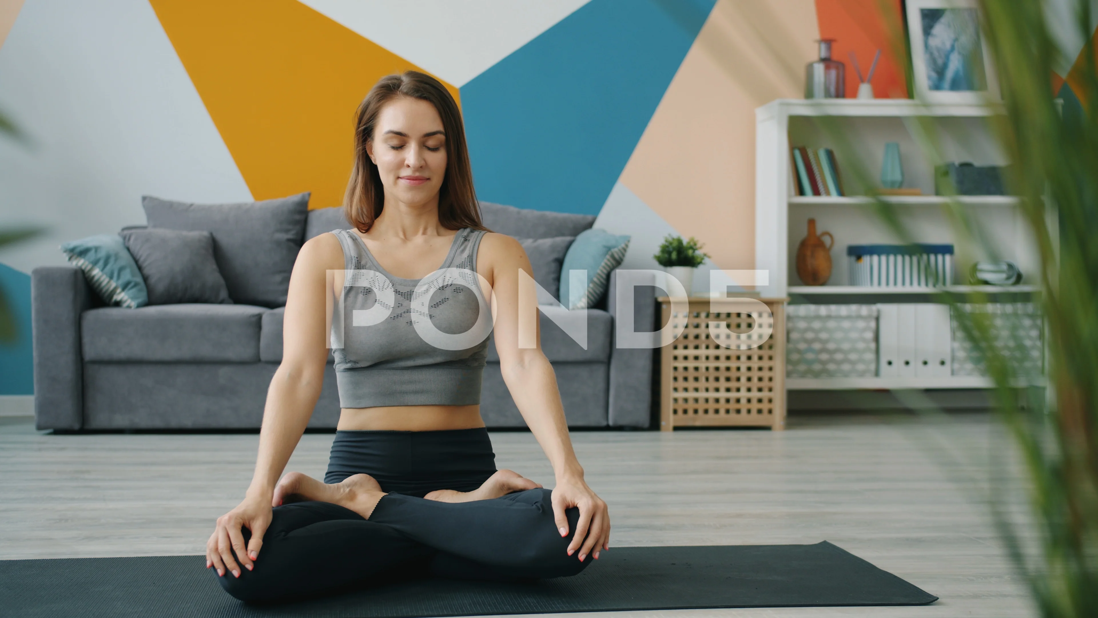 Woman Doing Yoga Meditating in Full Lotus Pose with Hands in Namaste in  Studio Stock Image - Image of posture, health: 91133125