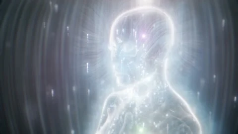Woman in Meditation Human Light Body 6D Density Torus Unity Consciousness (4K) Stock Footage