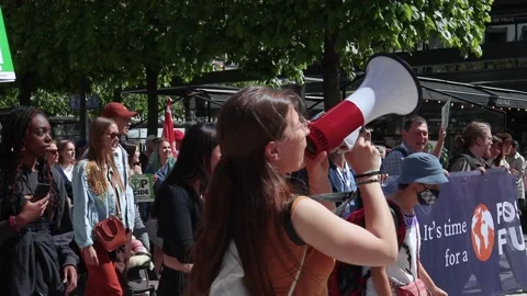 Megaphone Woman Stock Footage ~ Royalty Free Stock Videos 