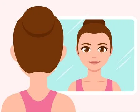 Woman in mirror reflection Stock Illustration
