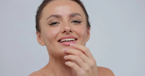 Woman model with naked shoulders and nud... | Stock Video | Pond5