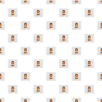 Woman mugshot pattern with height chart background Stock Illustration