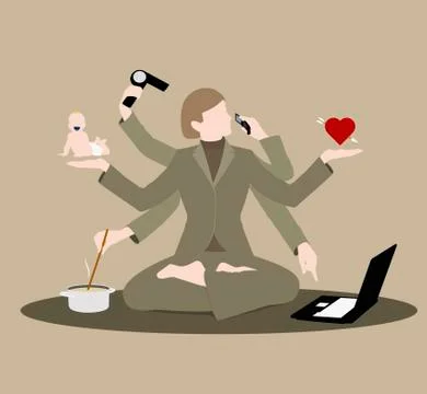 A woman multi-tasking Stock-Illustration
