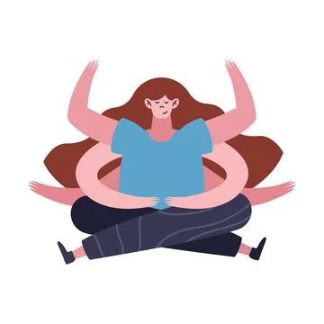 Woman with multitask hands イラスト素材