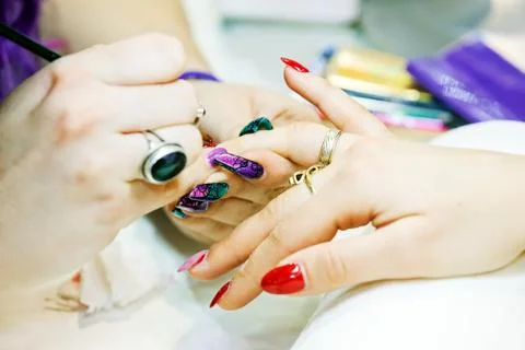 Woman in a nail salon Stock Photos
