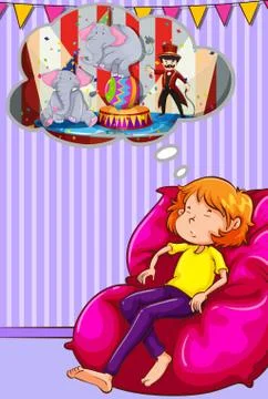 Woman napping on sofa Stock Illustration