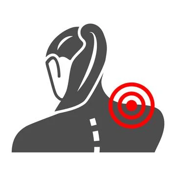 Woman neck hurts solid icon, body pain concept, neck pain vector sign on white Stock-Illustration