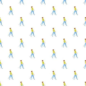 Woman nordic walking repeating pattern background イラスト素材