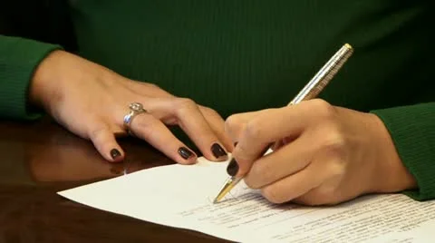 Woman notarizing a document Video stock 11341779