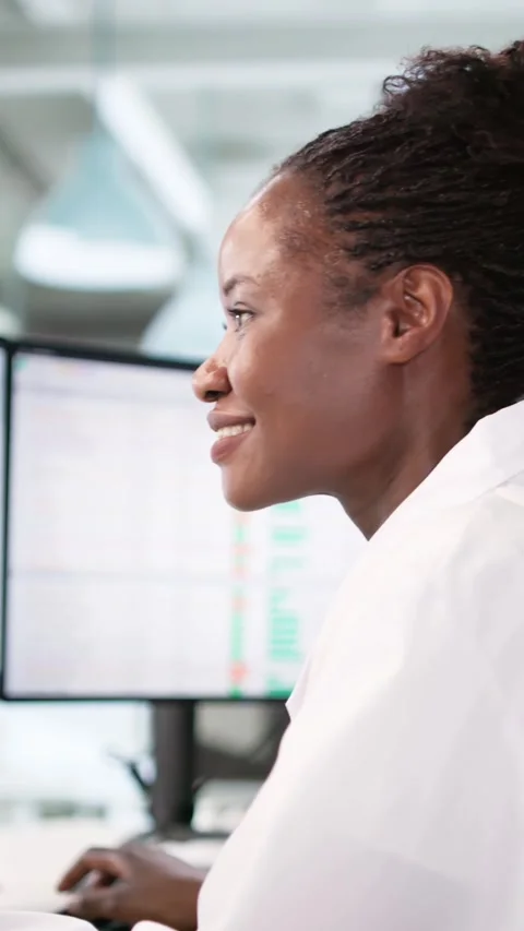 Woman Nurse Using Computer For Billing Stock Footage 313358899