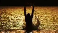 Woman In The Ocean Stock Footage