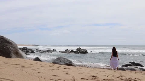 Woman by the ocean Stock Footage 152846110
