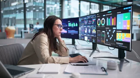 Woman At Office Computer Looking Stressed And Overwhelmed Stock Footage 338170895