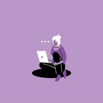 Woman office worker working on computer Stock Illustration