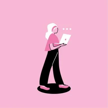 Woman office worker working on computer Stock Illustration