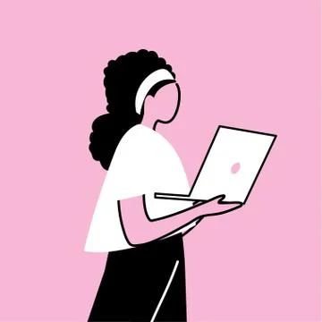 Woman office worker working on computer Stock Illustration