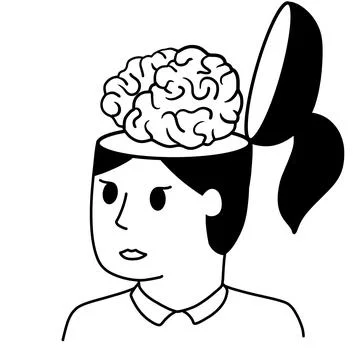 Woman with open mind. Concept of knowledge and learning. Brain in empty head. Stock Illustration