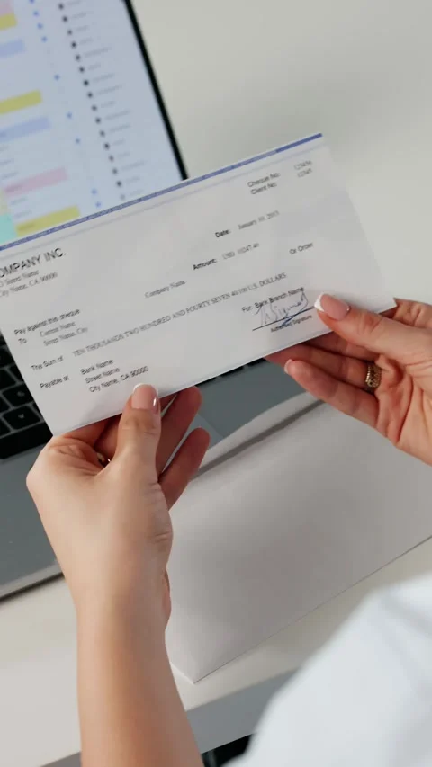Woman Opening Paycheck Envelope Stock Footage 312124482