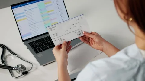 Woman Opening Paycheck Envelope Stock Footage 312473054