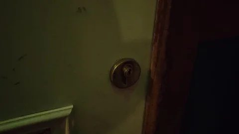 Woman opens door to flat with keys closeup hand, 4K Stock Footage 123246346