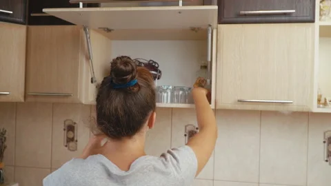 The woman opens the locker Stock Footage 94863666