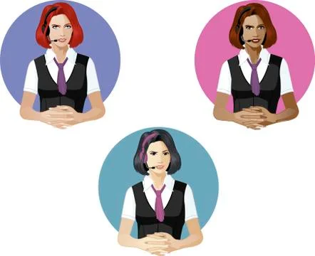 Woman in operator uniform technical support expert Stock Illustration