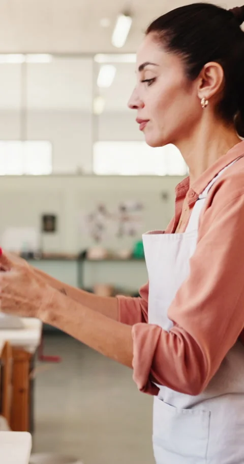 Woman, packaging and box for small business order of ceramics, quality control Stock Footage 333456445
