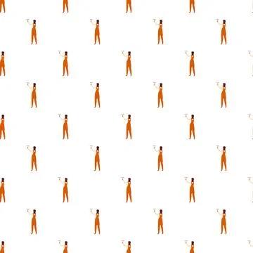 Woman painter decorating with roller creating seamless pattern Illustrazione stock