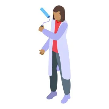 Woman painter icon isometric vector. Worker team Stock Illustration