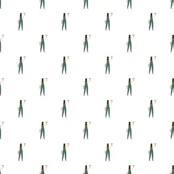 Woman painter working on seamless pattern wall renovation Illustrazione stock