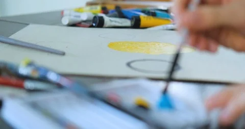 Woman painter in workshop Stock Footage 125313518