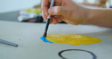 Woman painter in workshop Stock Footage 125313603