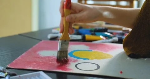 Woman painter in workshop Stock Footage 125313786