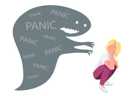 Woman with panic attack flat concept vector illustration Illustrazione stock