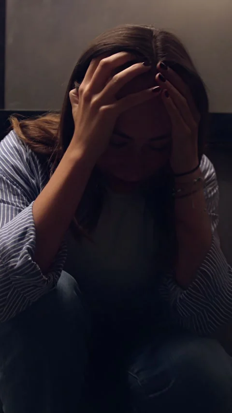 Woman In Panic Attack Stuck Inside Small Elevator Stock Footage 314134792