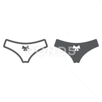 Woman panties line and glyph icon, valentine and holiday, female underwear sign Stock Illustration