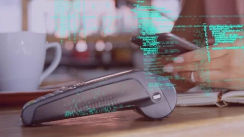 Woman paying using mobile device Stock Footage 107683124