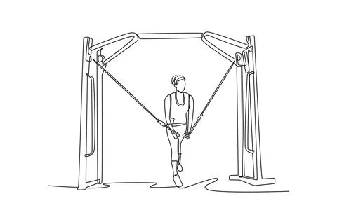 Woman is performing cable crossover exercise on cable machine Stock Illustration