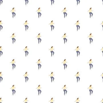 Woman performing an exercise step as a repeating seamless pattern Stock Illustration