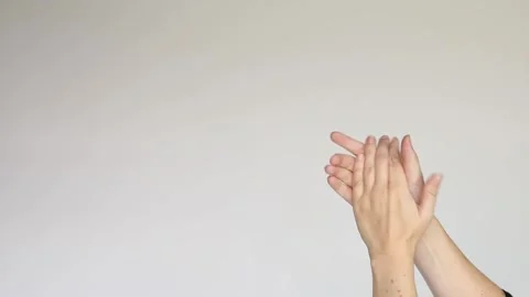 Woman, person hands arms clapping applause bravo on white background Stock Footage 163281953
